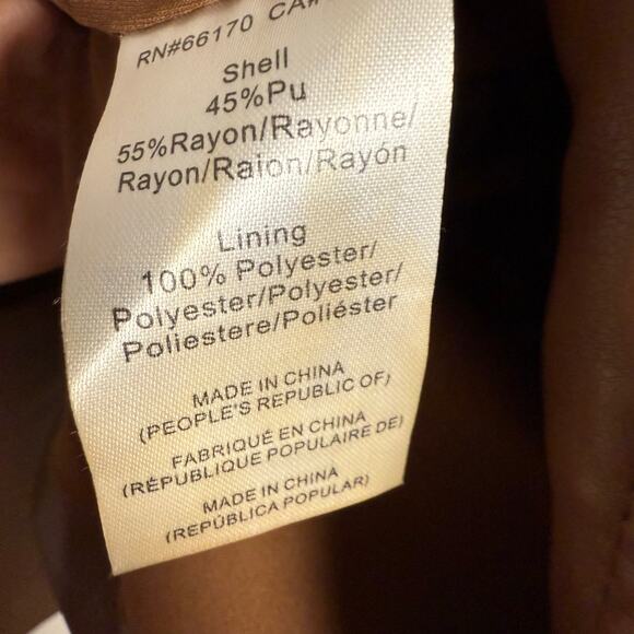 Hutch Anthropologie Brown Vegan Faux Leather Peak Lapel Blazer Jacket Size M - Picture 9 of 10